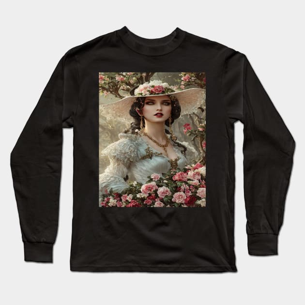 Lady Bathory ornate portrait of a 19th century lady Long Sleeve T-Shirt by Marcel1966